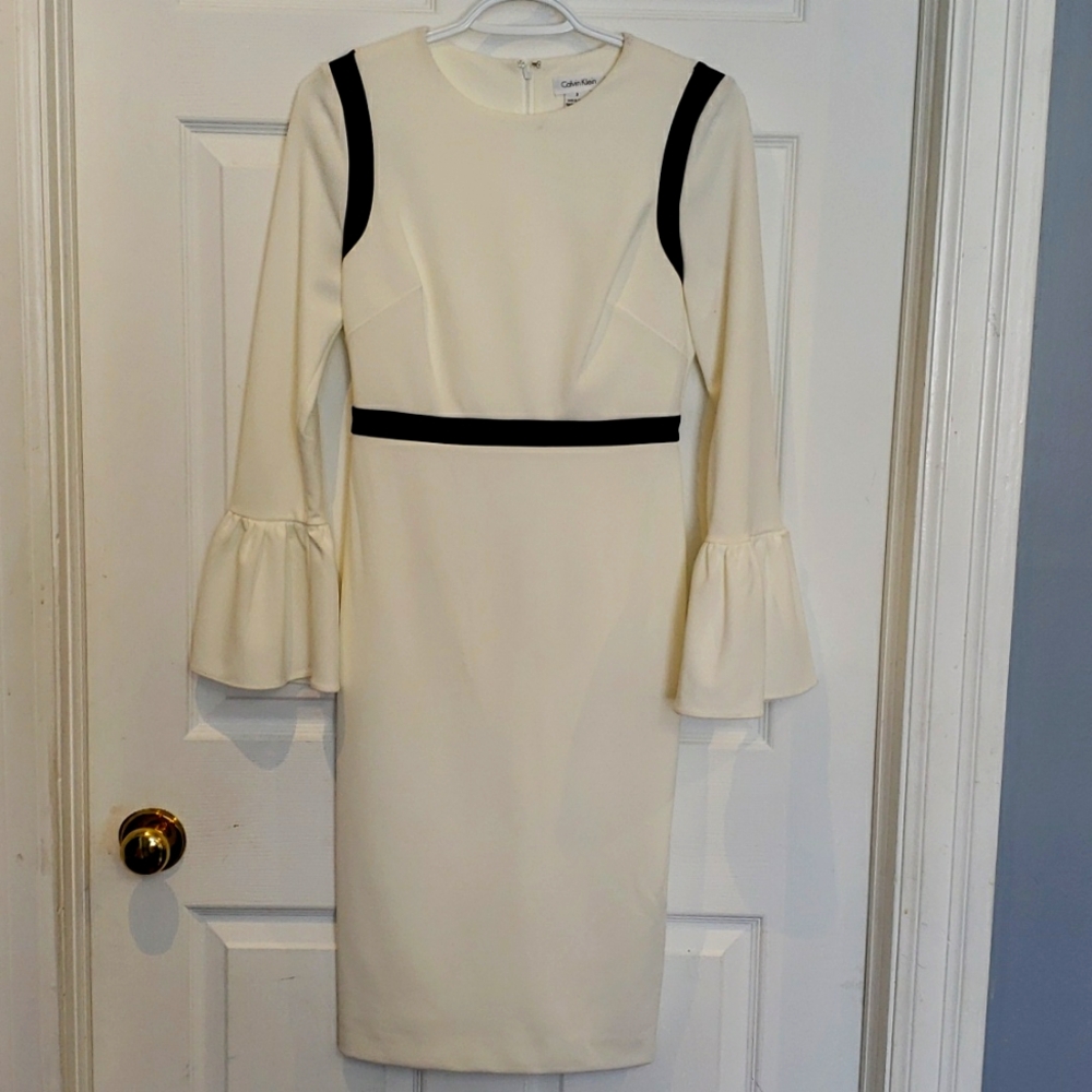 Calvin Klein Black and White Midi Dress